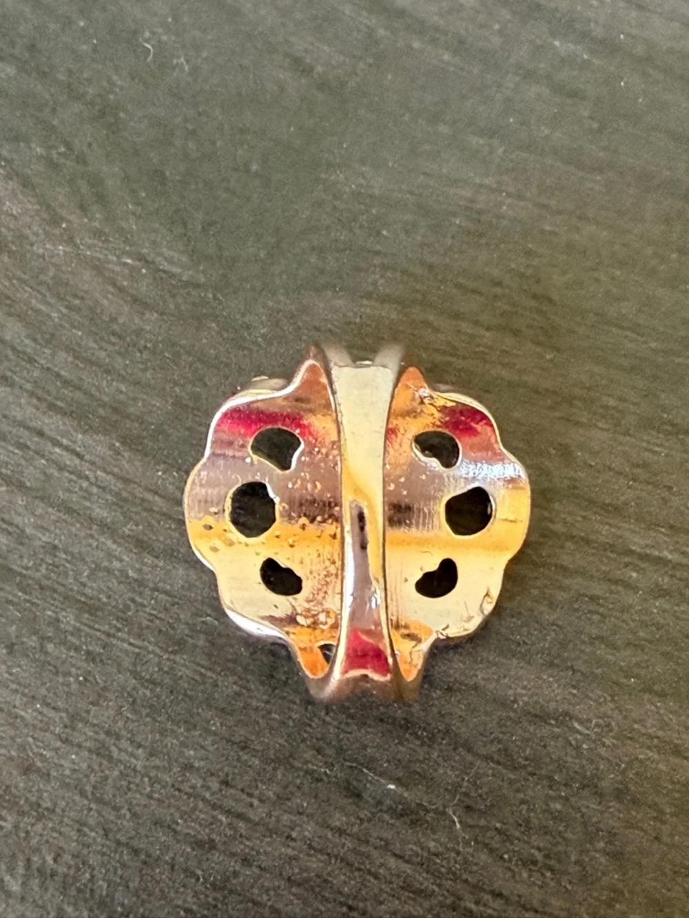 Intricate Rose Gold Floral Statement Ring with Orange Center Stone